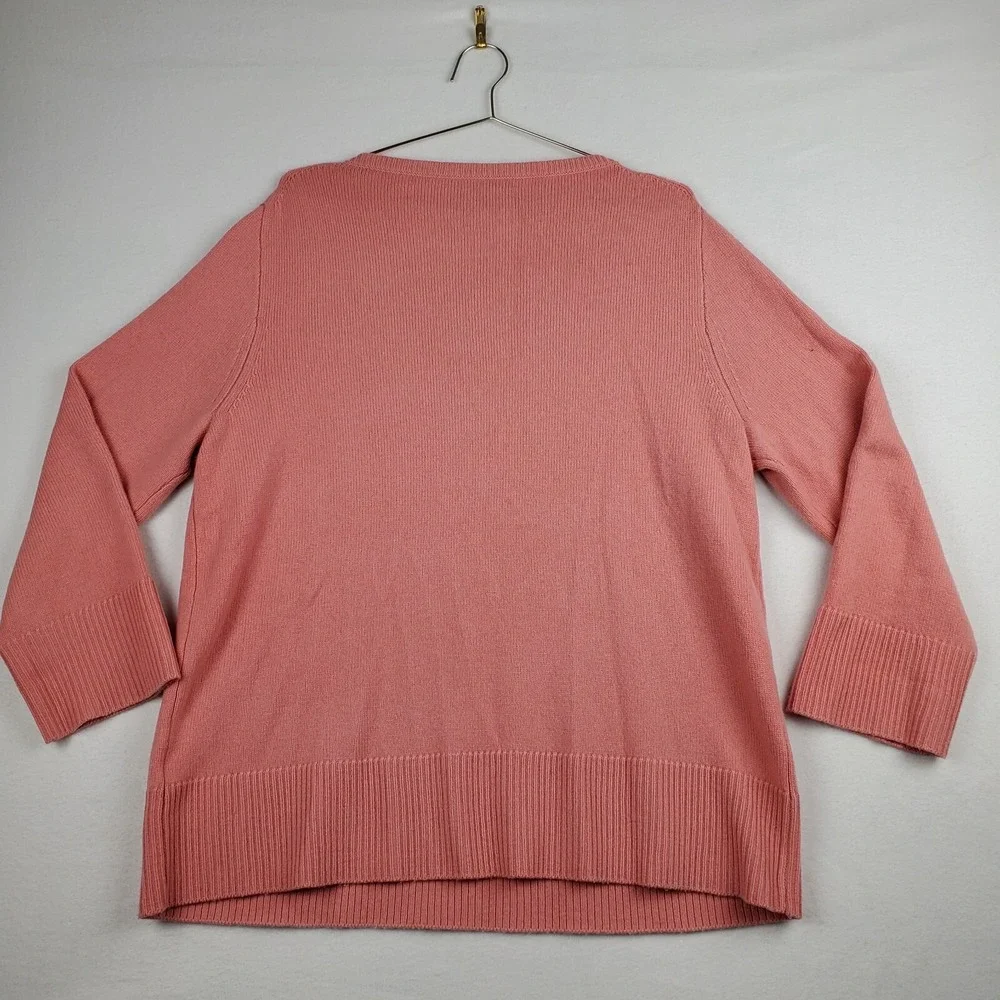 J. Crew Sweater Womens Medium Coral Wool Knit Ribbed Classic Round Neck Pullover